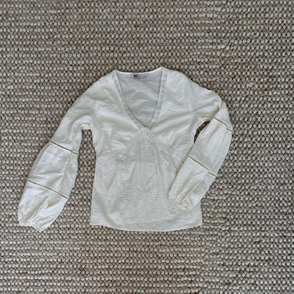 White Balloon Sleeve Shirt